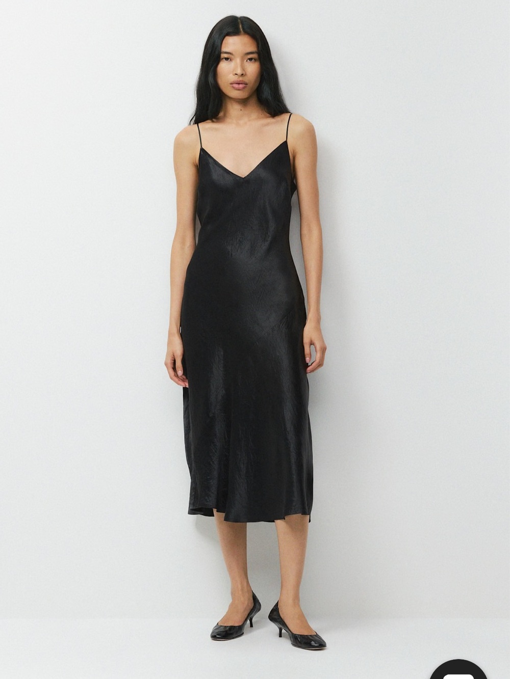 Aritzia Satin V-Neck Slip Midi Dress — Copper
